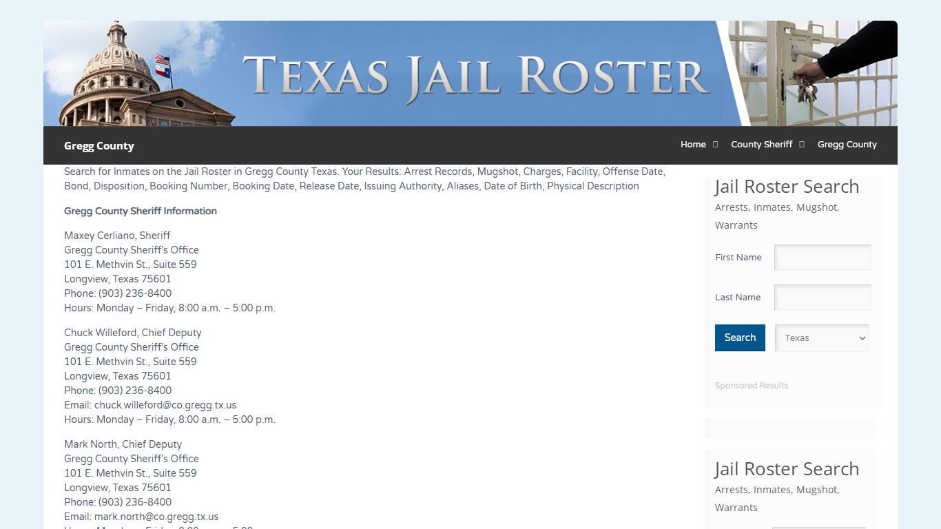 Gregg County | Jail Roster Search