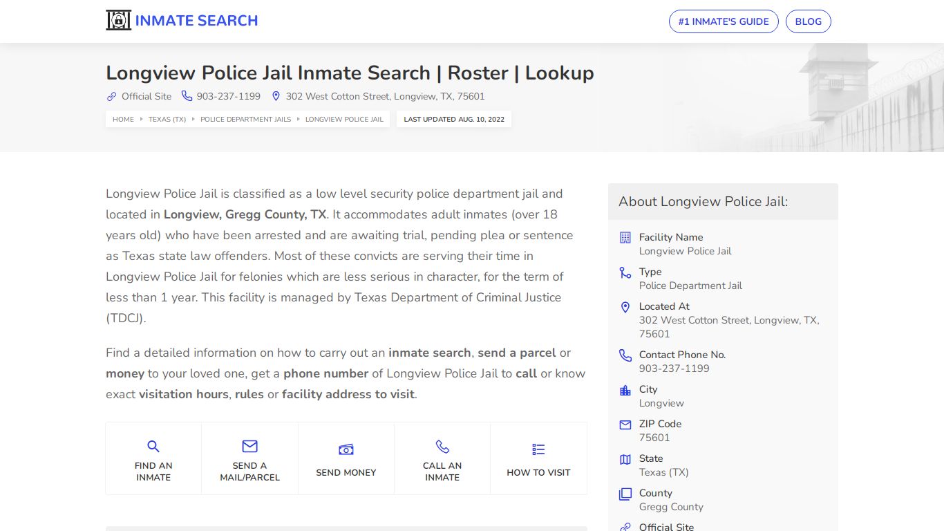 Longview Police Jail Inmate Search | Roster | Lookup